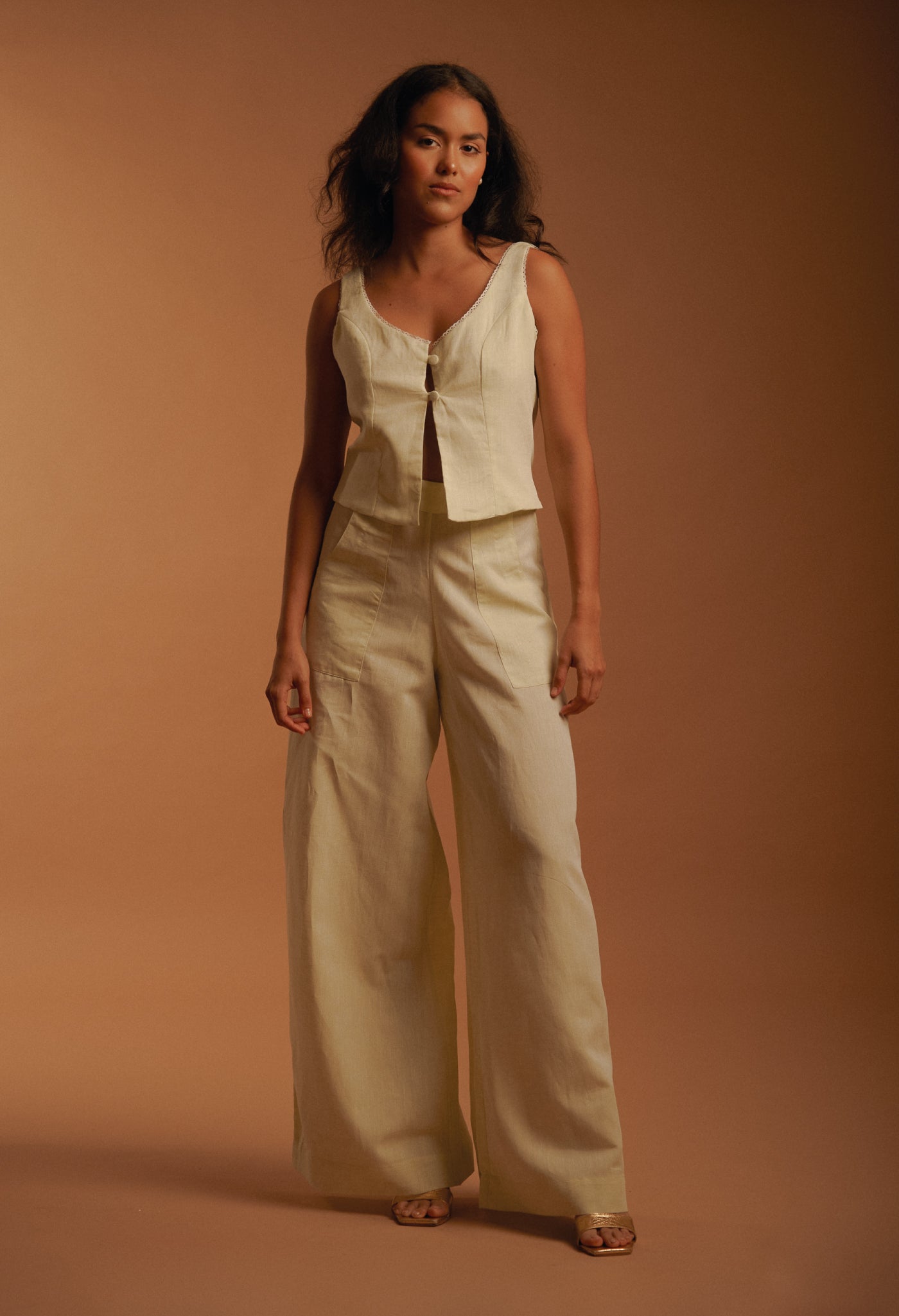 Cuarto Top - Light Lime 44 linen fabric
