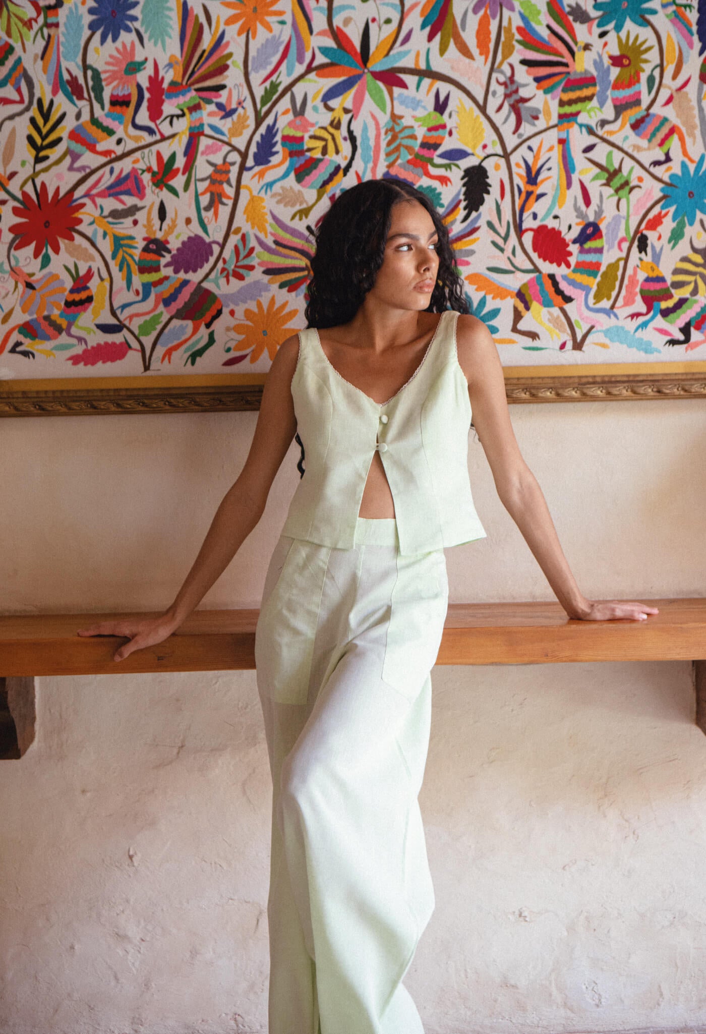 Curato Pants - Light Lime accentuates the waistline