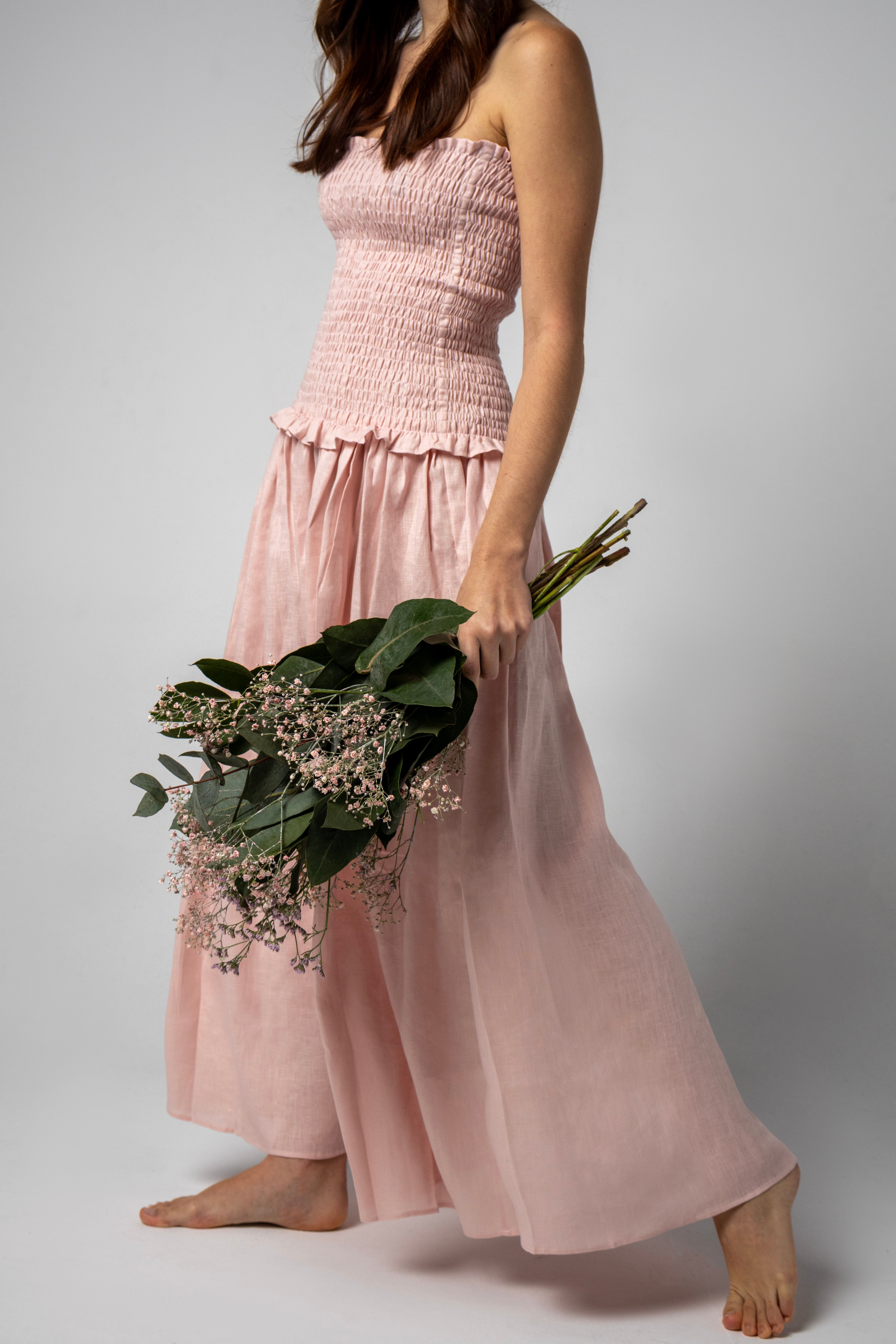 Magnolia Midi Dress - Rosewood Linen