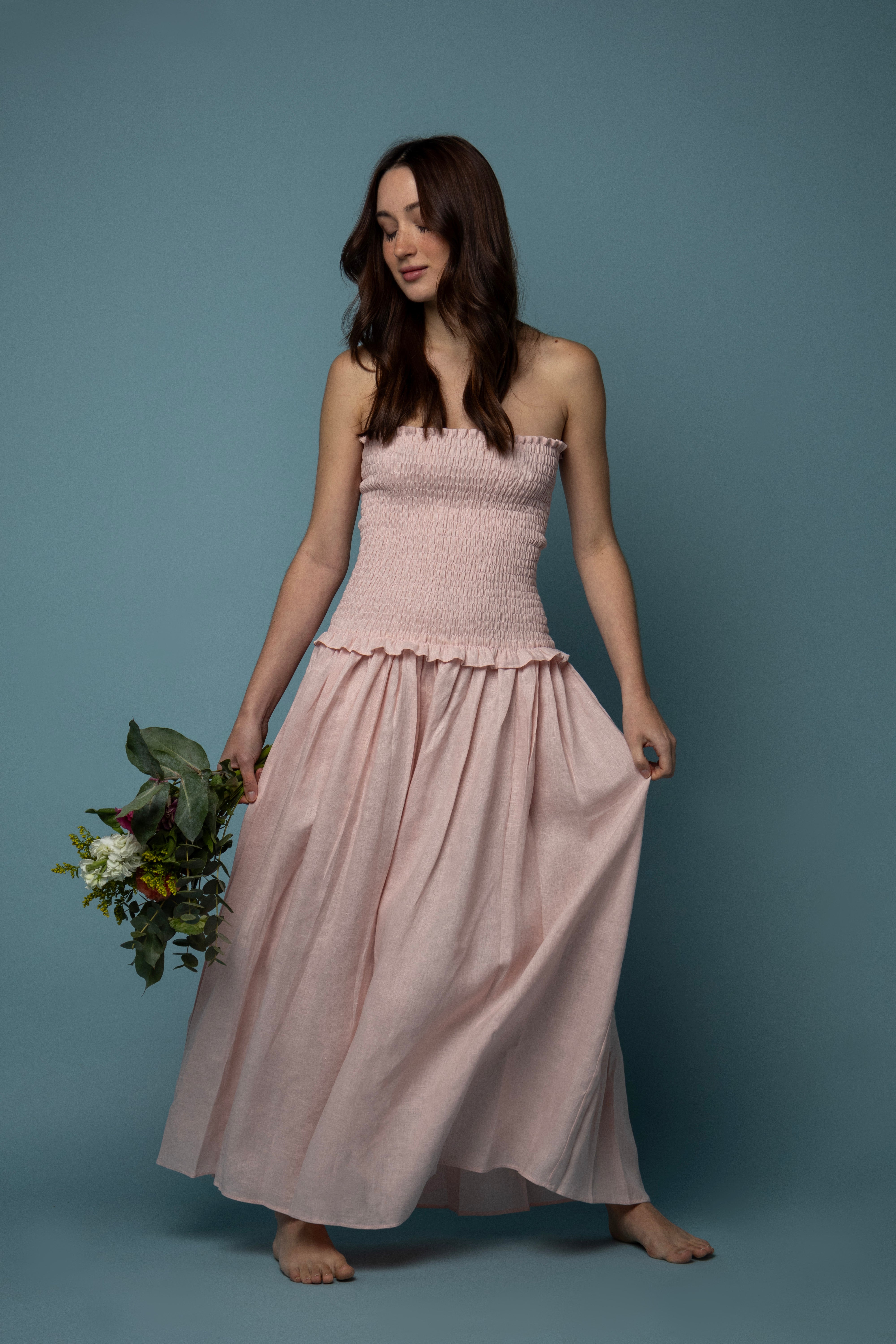 Magnolia Midi Dress - Rosewood Linen
