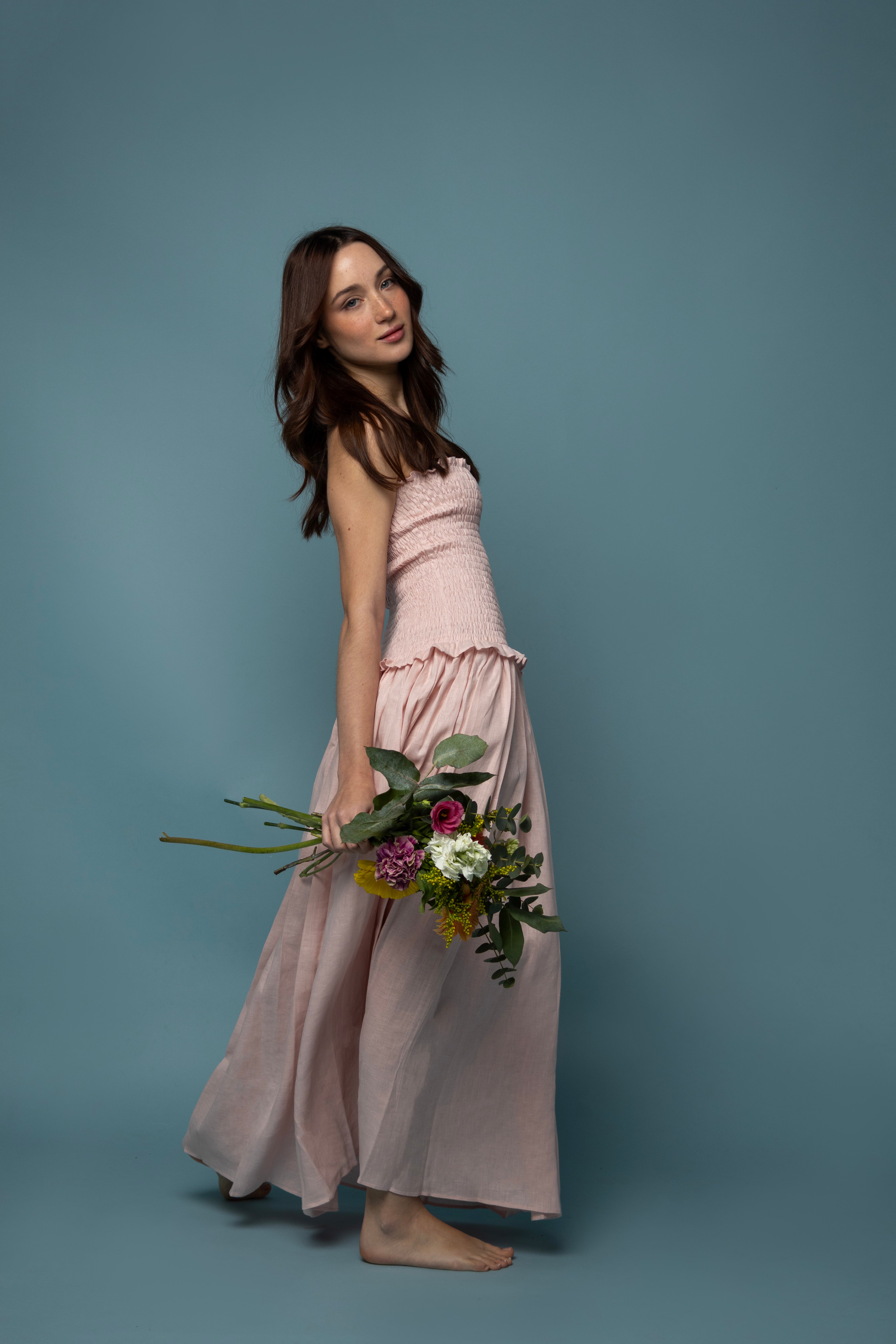Magnolia Midi Dress - Rosewood Linen